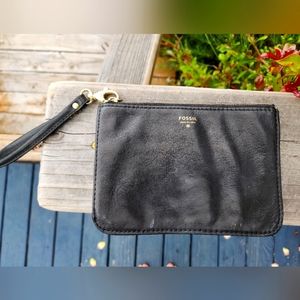 Fossil leather wristlet